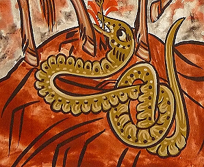 die Schlange des B�sen im unteren Teil der Theodor Ikone